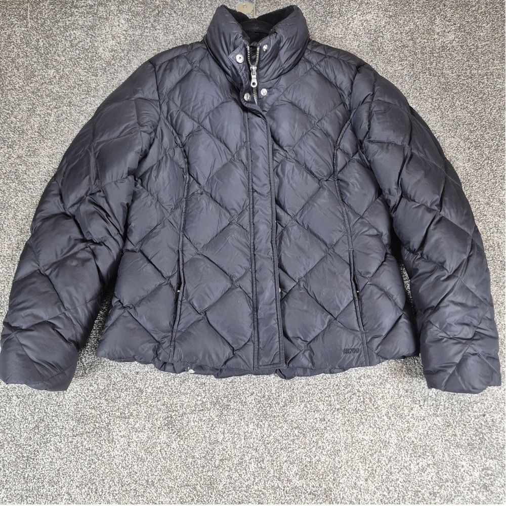 Eddie Bauer Puffer Jacket Womens Large Black 700 Fill Goose Down Quilted EB700
